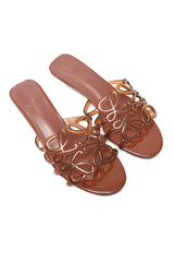 LOOP WEDGE SEMI HEEL-BROWN