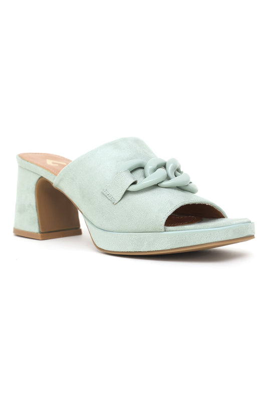 BUCKLED HEELED MULES-MINT