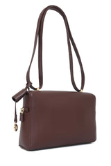 CURVED HANDLE HAND BAG-COFFEE