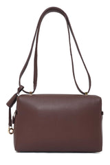 CURVED HANDLE HAND BAG-COFFEE