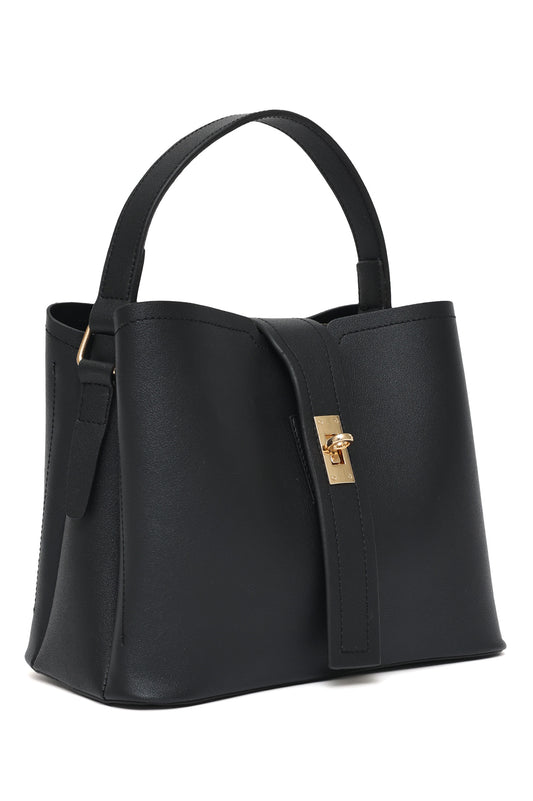 ELEGANZA GRACE AURORA LOCK HAND BAG-BLACK