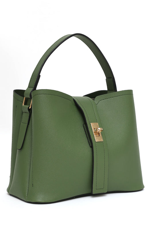 ELEGANZA GRACE AURORA LOCK HAND BAG-GREEN