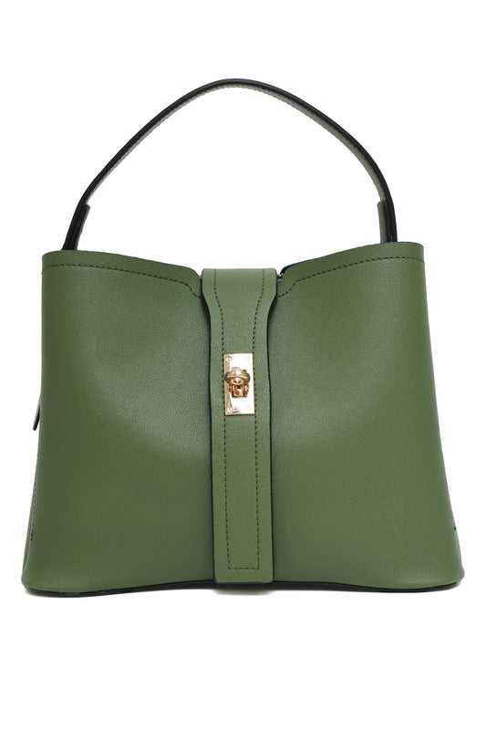 ELEGANZA GRACE AURORA LOCK HAND BAG-GREEN