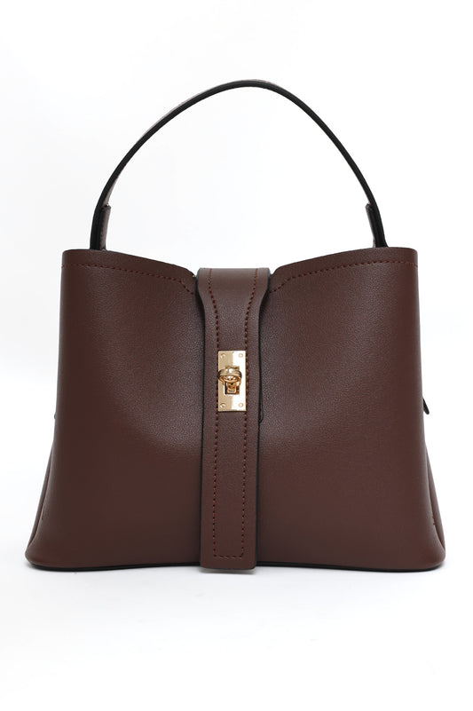 ELEGANZA GRACE AURORA LOCK HAND BAG-COFFEE
