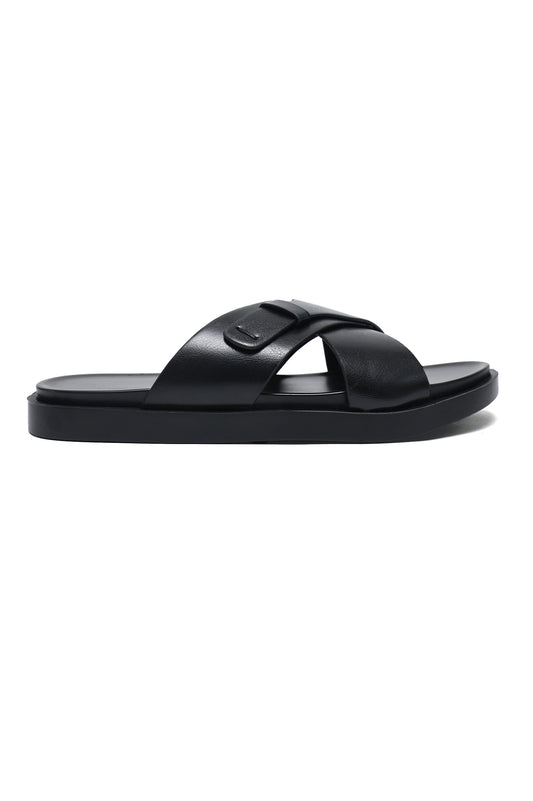 REGENT CROSS STRAP SANDAL-BLACK
