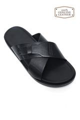 REGENT CROSS STRAP SANDAL-BLACK