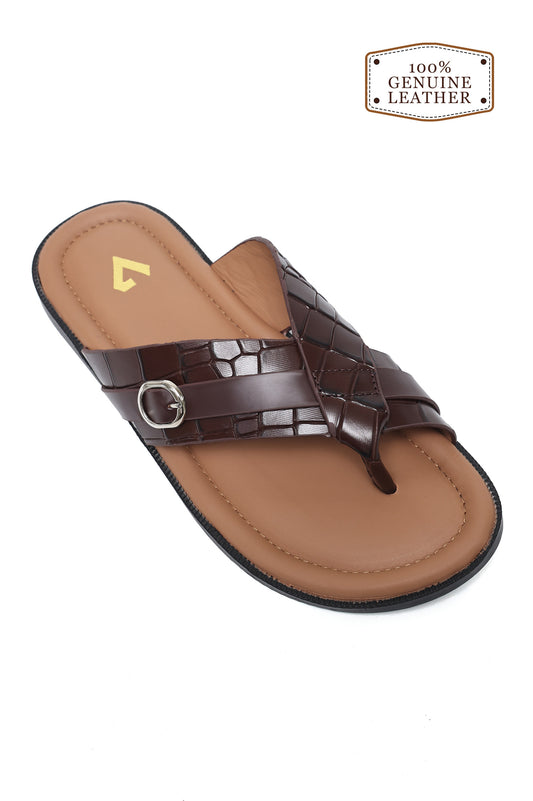 TEXTURED STRAP SLIDE-COFFEE
