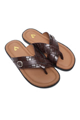 TEXTURED STRAP SLIDE-COFFEE