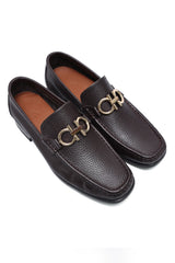 METAL EMBLEM SHOES-COFFEE
