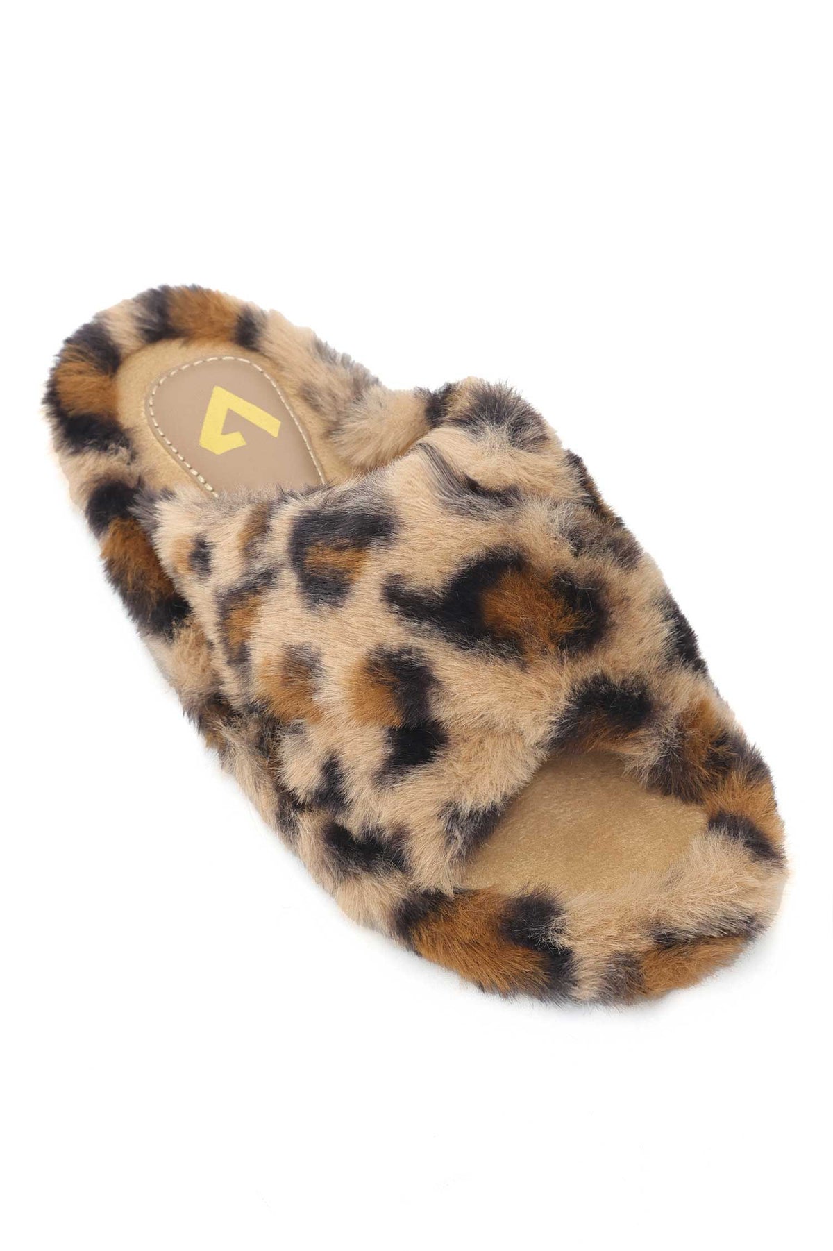 FLUFFY CROSS FUR SLIDE-LEOPARD