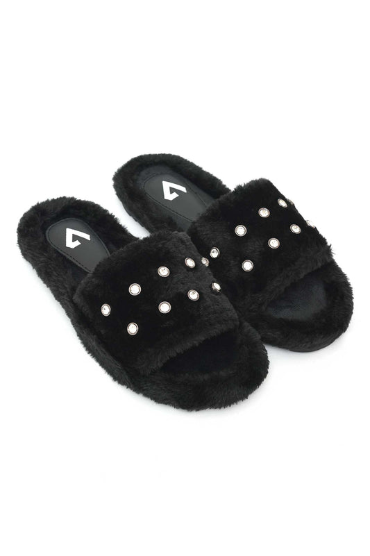 PEARL SHINE FUR SLIDE-BLACK