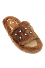 JEWEL SHINE FUR SLIDE-CAMEL