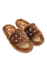 PEARL SHINE FUR SLIDE-CAMEL
