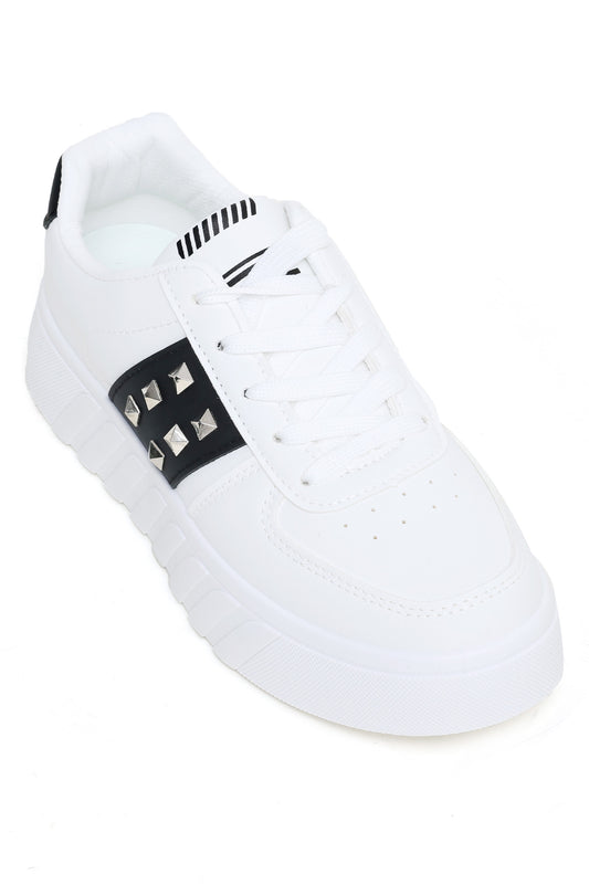CONTRAST TRAINERS-WHT/BLK