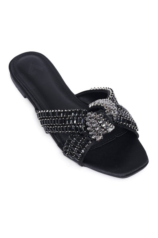 BLINGY EMBELLISHED STONE KNOTS-BLACK