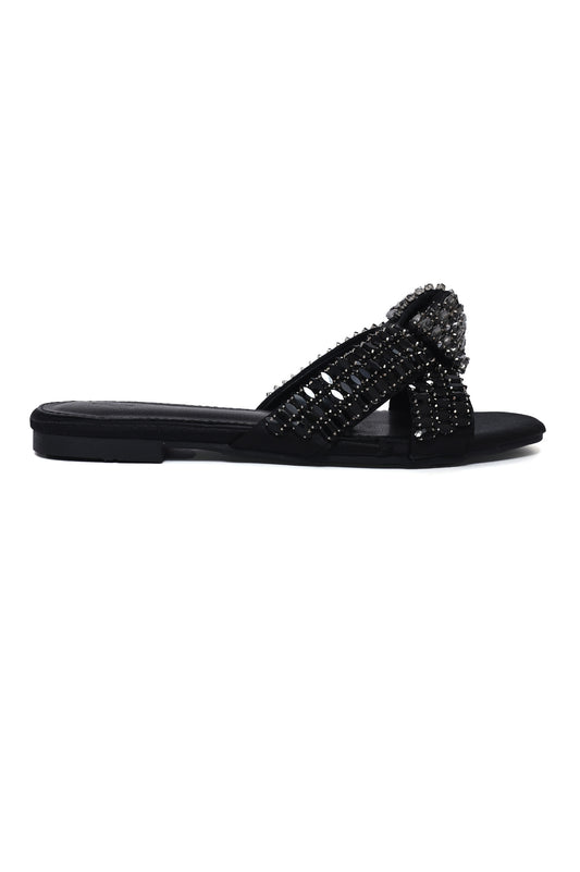 BLINGY EMBELLISHED STONE KNOTS-BLACK