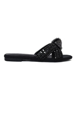 BLINGY EMBELLISHED STONE KNOTS-BLACK