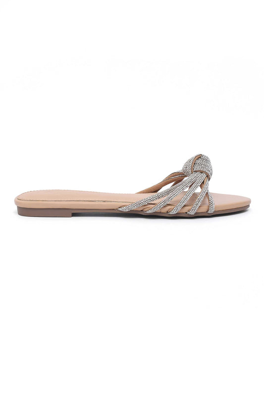 BLING KNOT SLIDES-BEIGE
