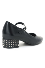 BLOCK HEEL SLINGBACK SHOES-BLACK