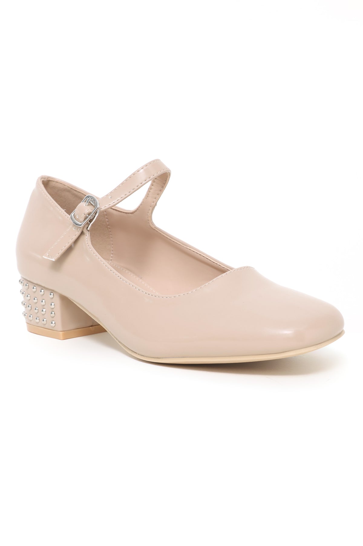 BLOCK HEEL SLINGBACK SHOES-BEIGE