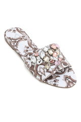 FLORAL ELEGANCE SLIDES-BEIGE