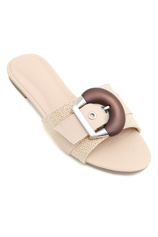 BUCKLE BLISS SLIDE-BEIGE