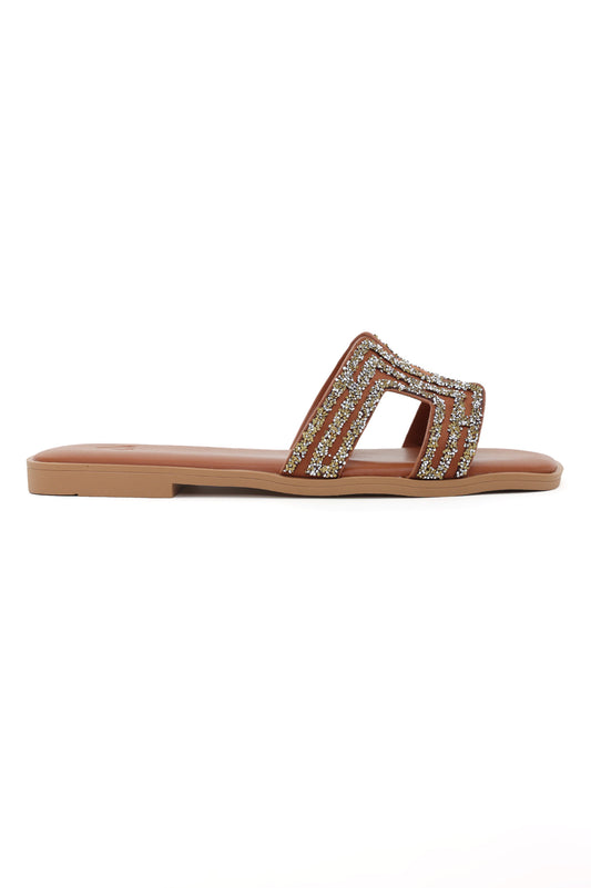 GLAM BEADED WOMEN'S FLATS-BROWN