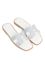 GLAM BEADED WOMEN'S FLATS-WHITE