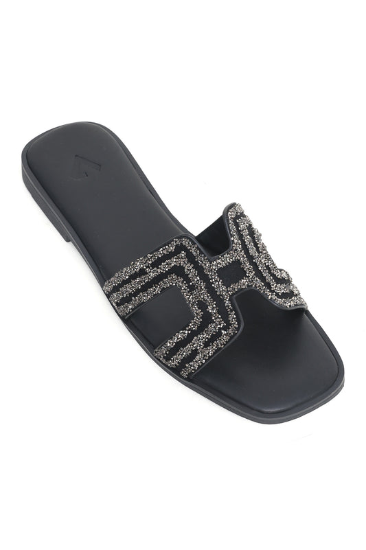 GLAM BEADED WOMEN'S FLATS-BLACK