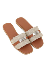 WEAVE ELEGANCE FLATS-BEIGE