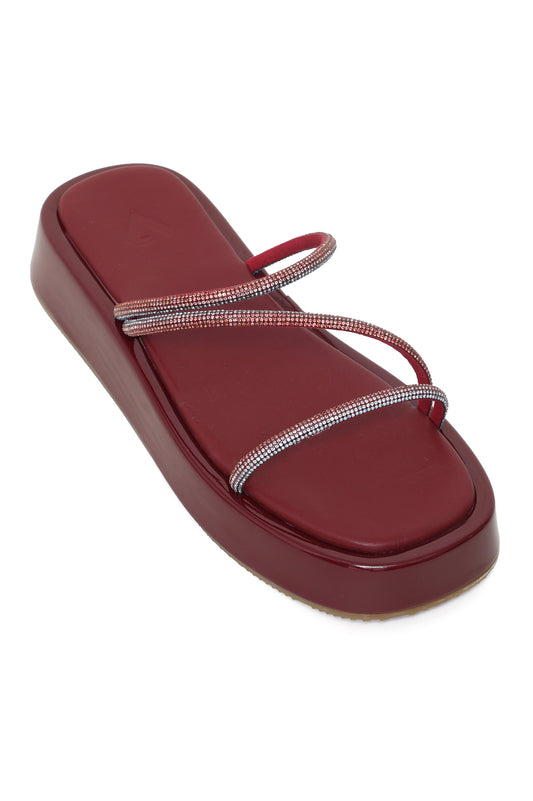 CHIC WOMEN SLIDES-MAROON