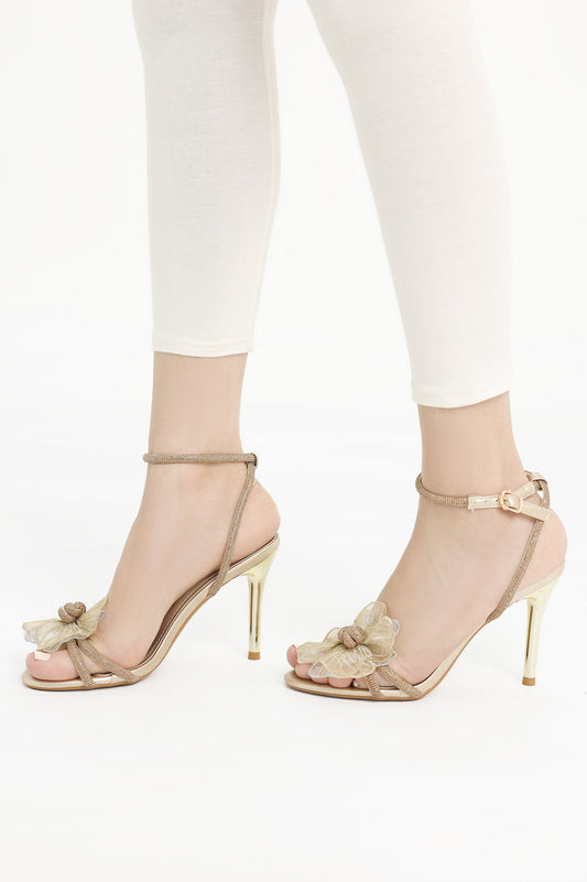 BLUSH BLOSSOM STILETTO SANDALS-GOLD