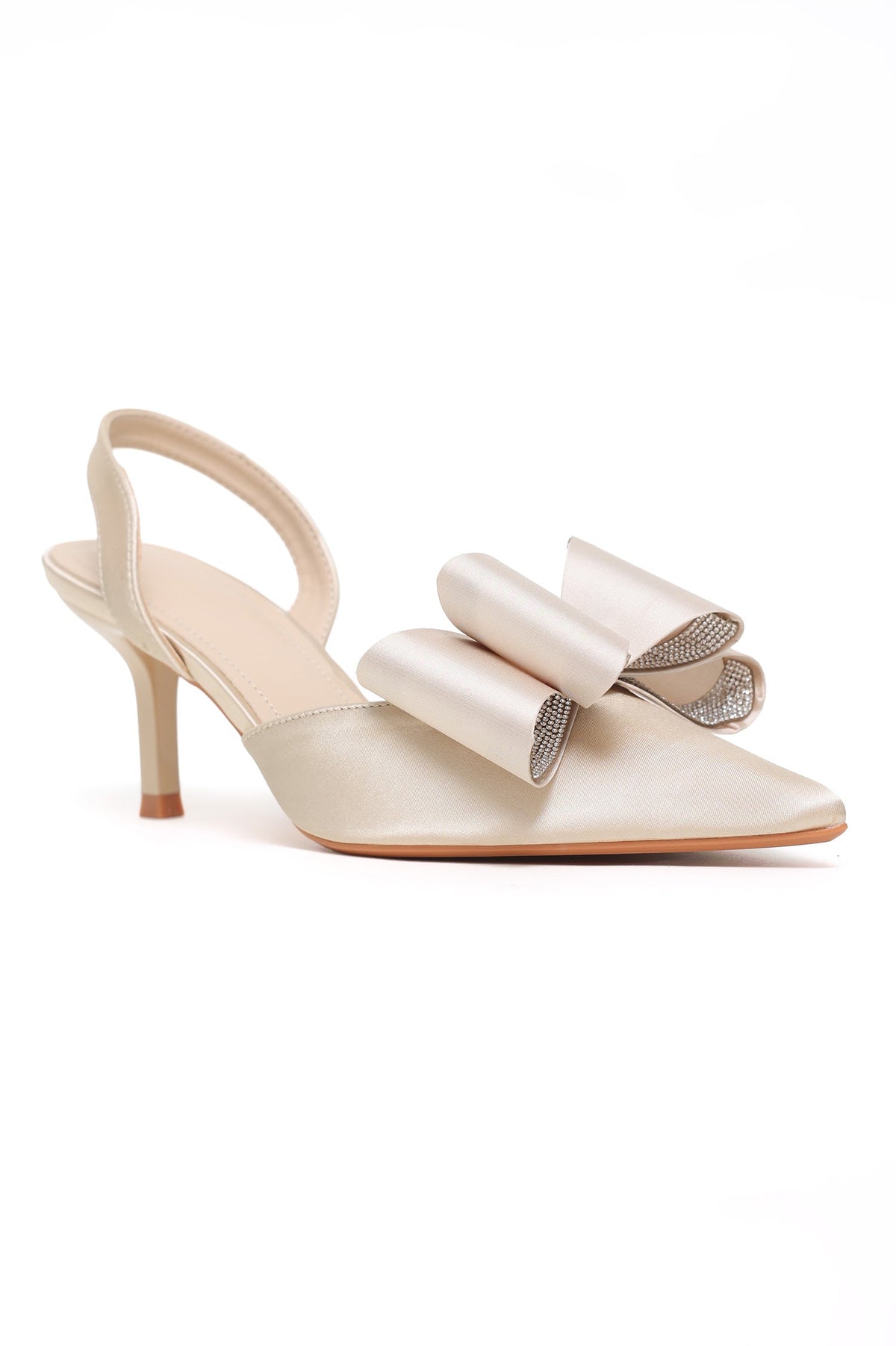 ELEGANT BOW SLINGBACK HEELS-GOLD