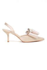 ELEGANT BOW SLINGBACK HEELS-GOLD