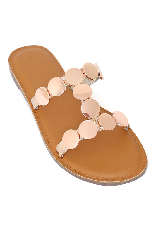 MIDNIGHT GLINT METALLIC DISC SLIDE-CHAMPAGNE