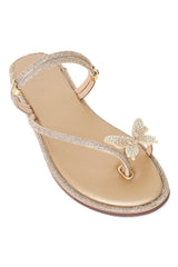 BUTTERFLY BLING T-STRAP SLIDE-GOLD