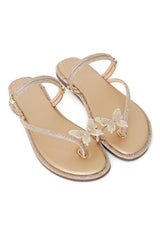 BUTTERFLY BLING T-STRAP SLIDE-GOLD