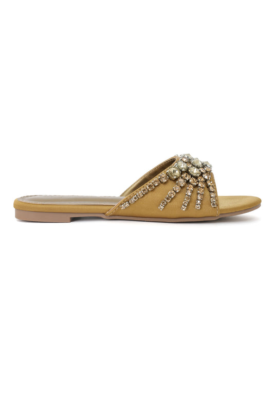 CRYSTAL BURST EMBELLISHED SLIDE-BRONZE