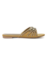 CRYSTAL BURST EMBELLISHED SLIDE-BRONZE