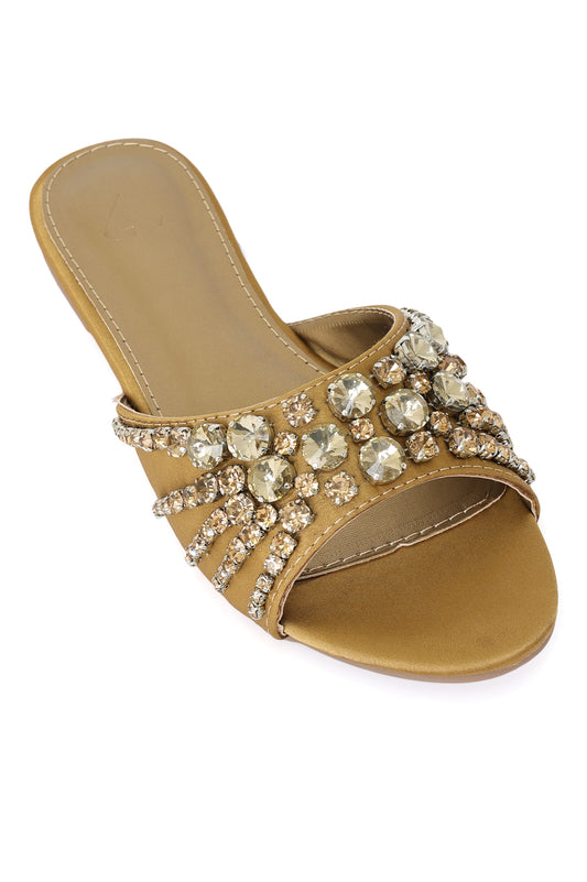CRYSTAL BURST EMBELLISHED SLIDE-BRONZE