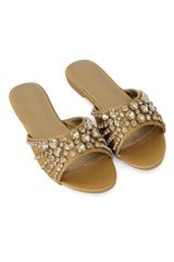 CRYSTAL BURST EMBELLISHED SLIDE-BRONZE