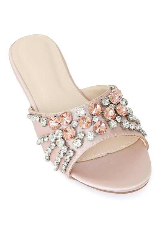 CRYSTAL BURST EMBELLISHED SLIDE-NUDE