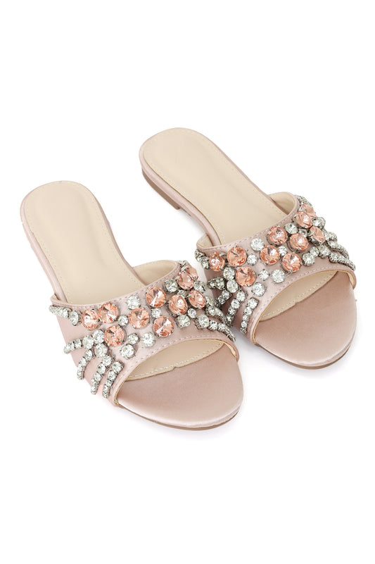 CRYSTAL BURST EMBELLISHED SLIDE-NUDE