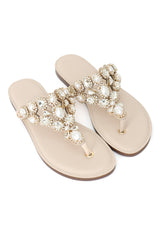 CRYSTAL BLOOM TOE RING SANDAL-NUDE