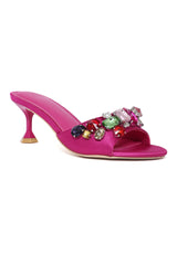 LUXE GEM-EMBELLISHED HEEL-FUCHSIA