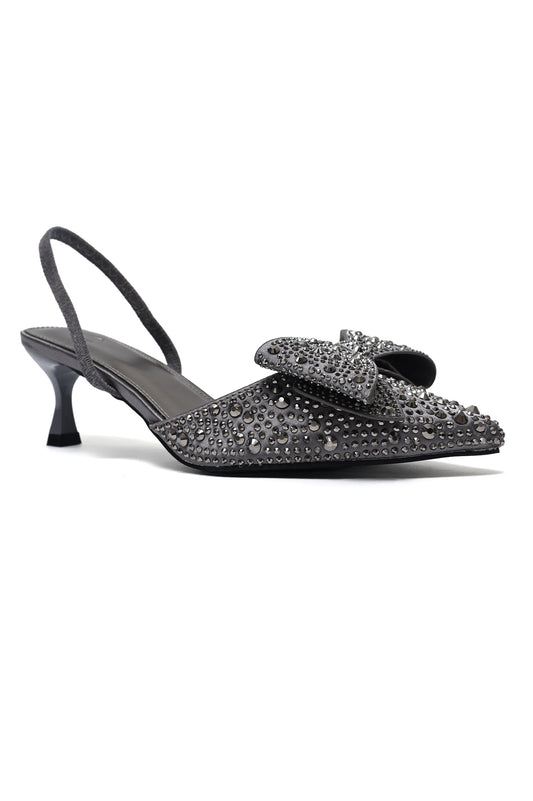 CRYSTAL BOW SLINGBACK-GREY
