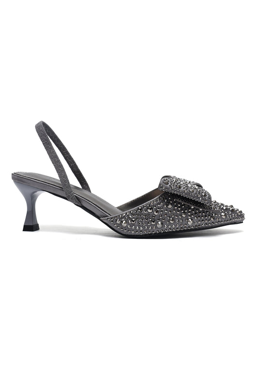 CRYSTAL BOW SLINGBACK-GREY