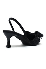 CRYSTAL BOW SLINGBACK-BLACK