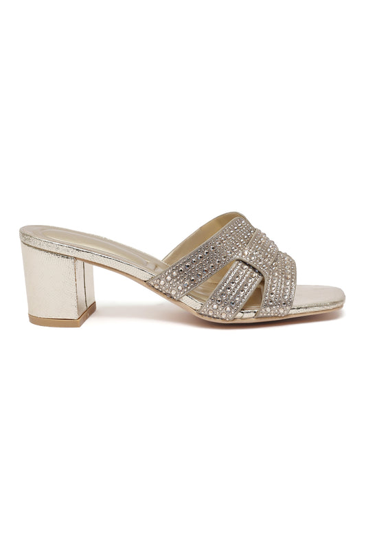 GLIMMER BLOCK HEEL-GOLD