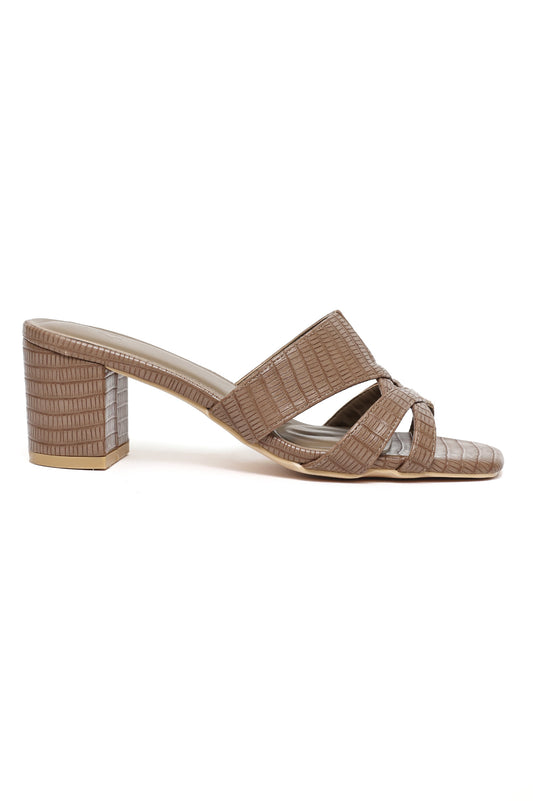 SQUARE-TOE BLOCK-HEELS-KHAKI